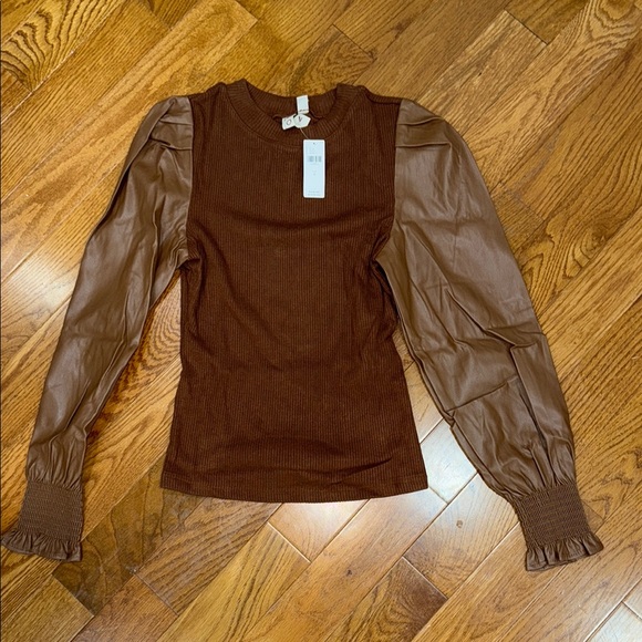 Anthropologie Tops - Anthropologie Dolan Leather Long Sleeve size S